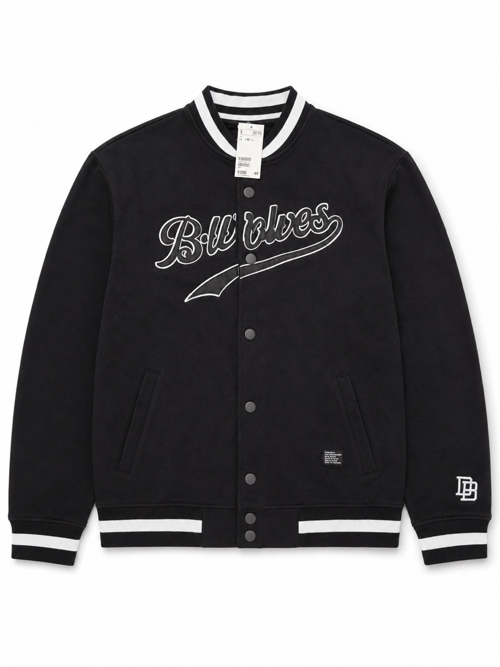 H&M Men’s Black Varsity Jacket B. Wolves Size M NWT Cotton